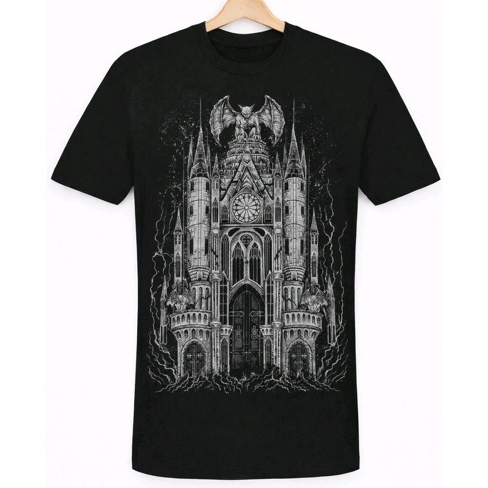 Vampire Freaks T Shirt Black Mens Large Gargoyle Cathedral Gothic Goth NWT CR80